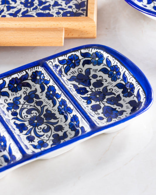 Triple Dip Platter – Hand-Painted Palestinian Ceramic
