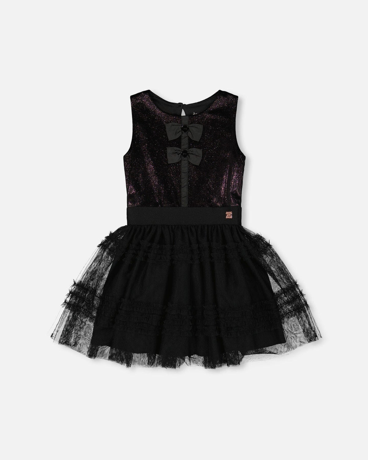 Sleeveless Bi-Material Velour And Mesh Dress Black