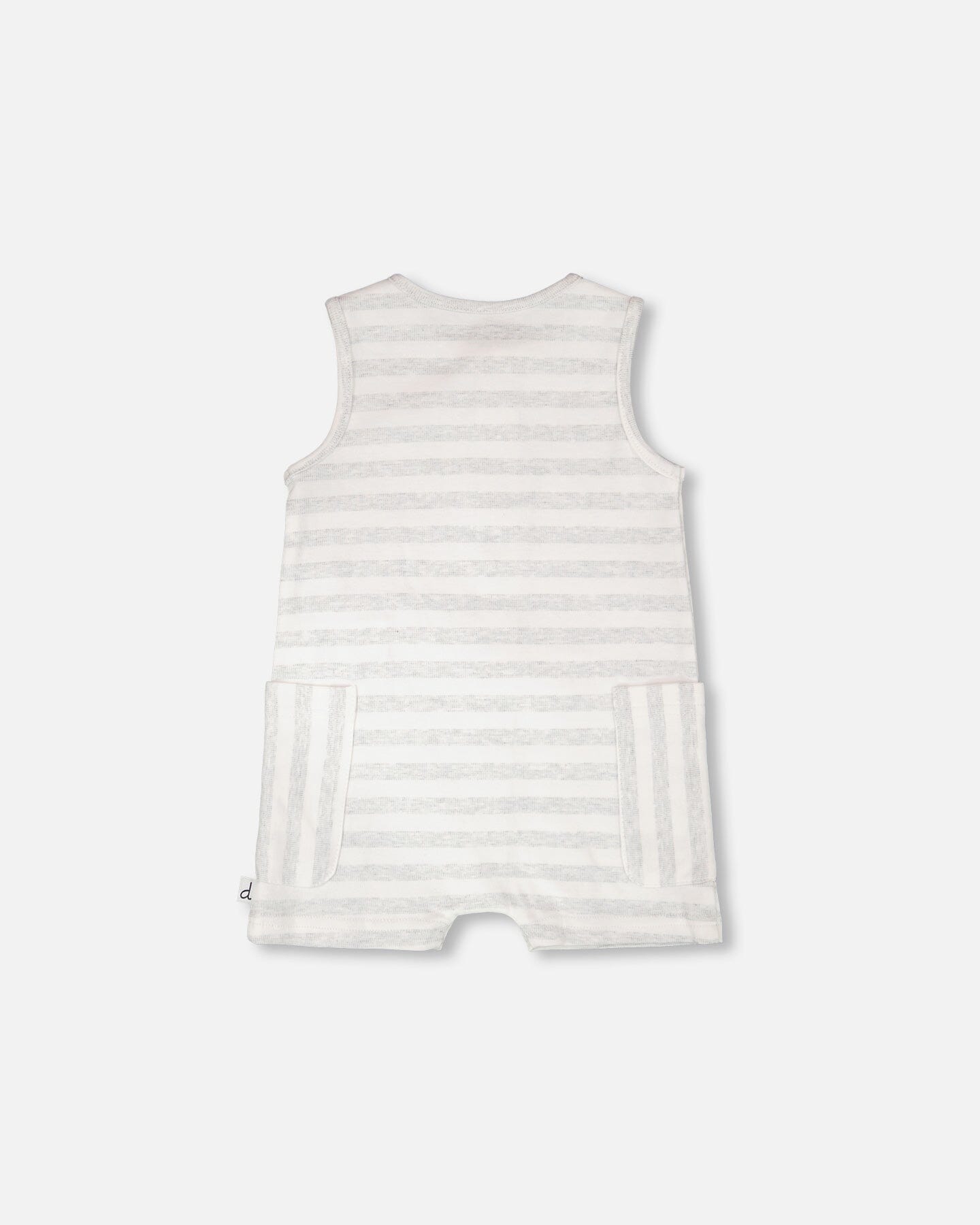 Cotton Striped Romper White And Grey Stripes
