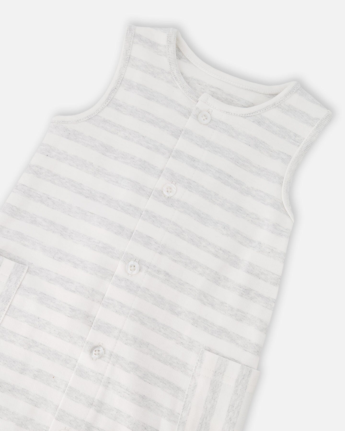 Cotton Striped Romper White And Grey Stripes