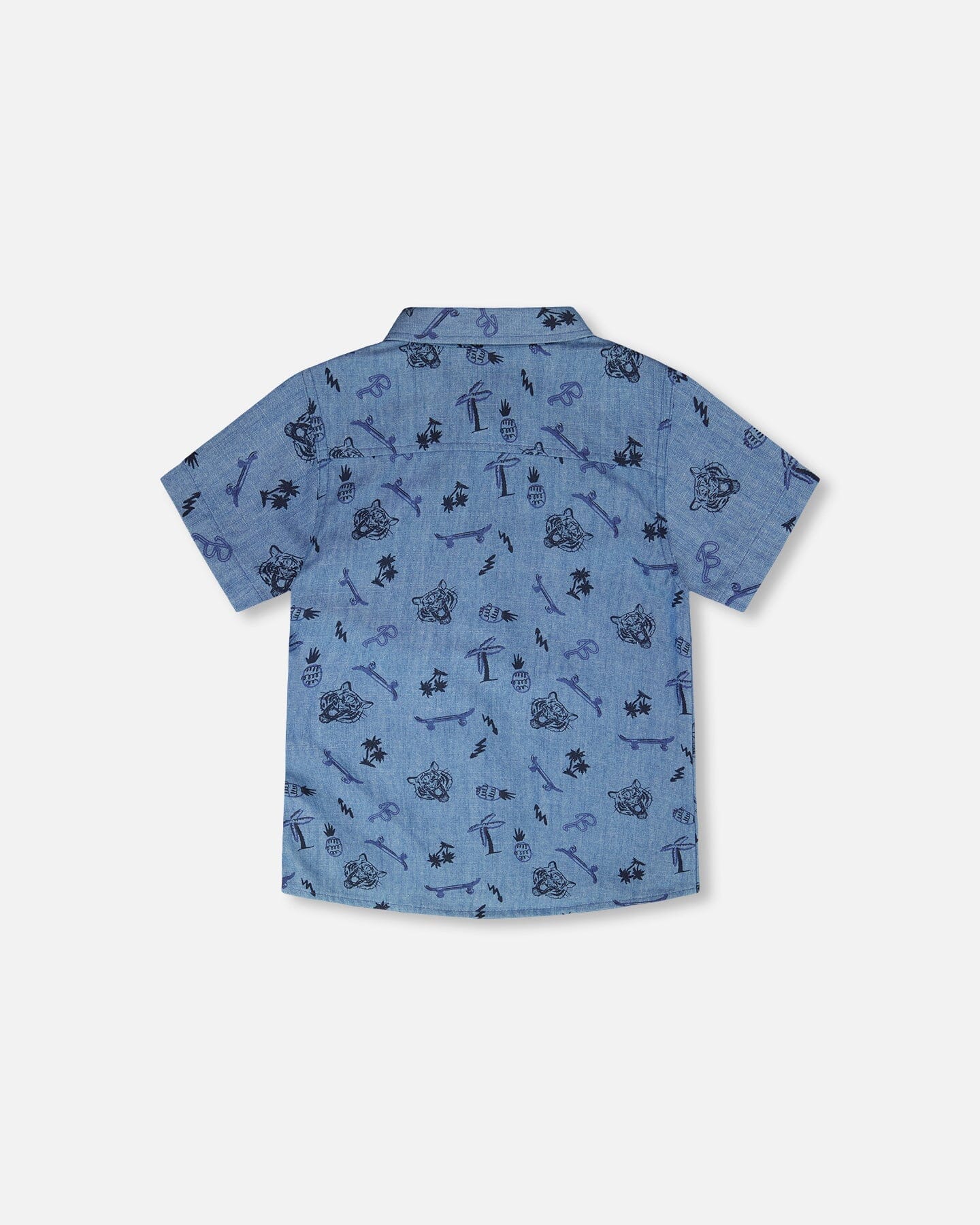Chambray Short-Sleeve Shirt Blue Printed Skateboards