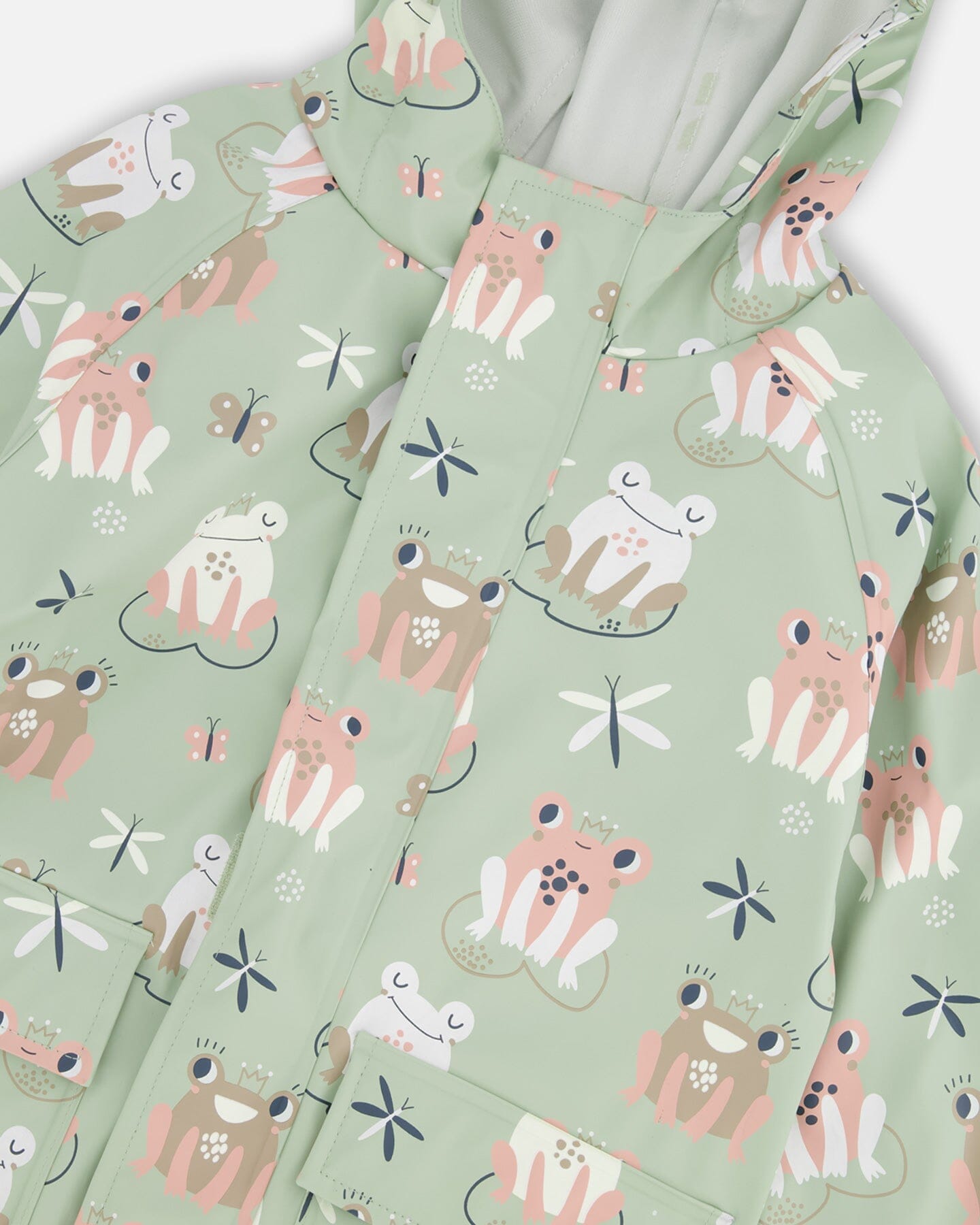 Green raincoat with color-changing frogs