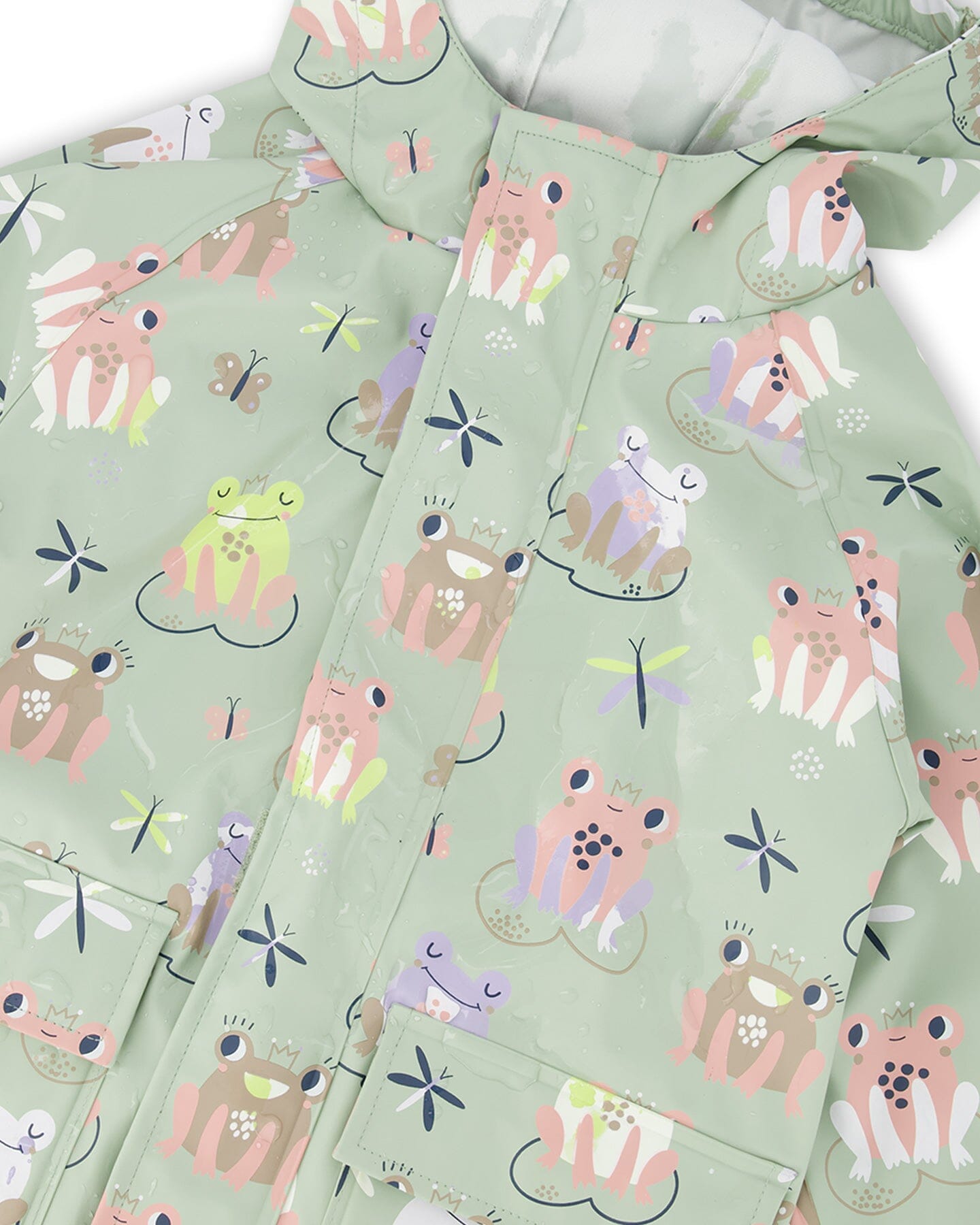 Green raincoat with color-changing frogs