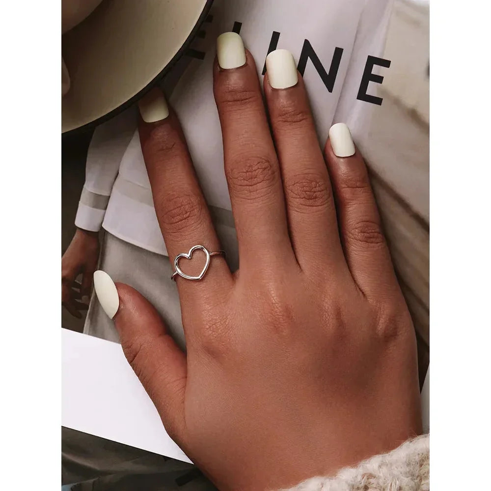 Sterling Silver Minimal Heart Band Ring
