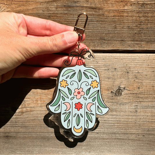 Hamsa Acrylic Glitter Key Chain