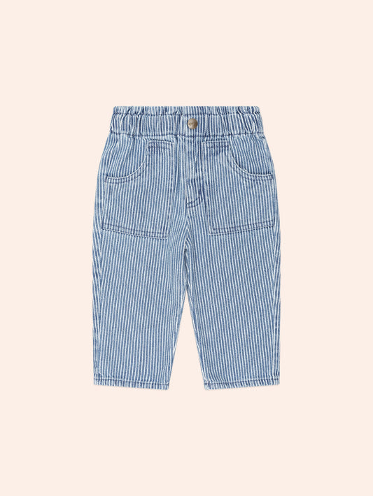 Vintage Bow Paperbag Denim Pants | Blue stripe | Huxbaby