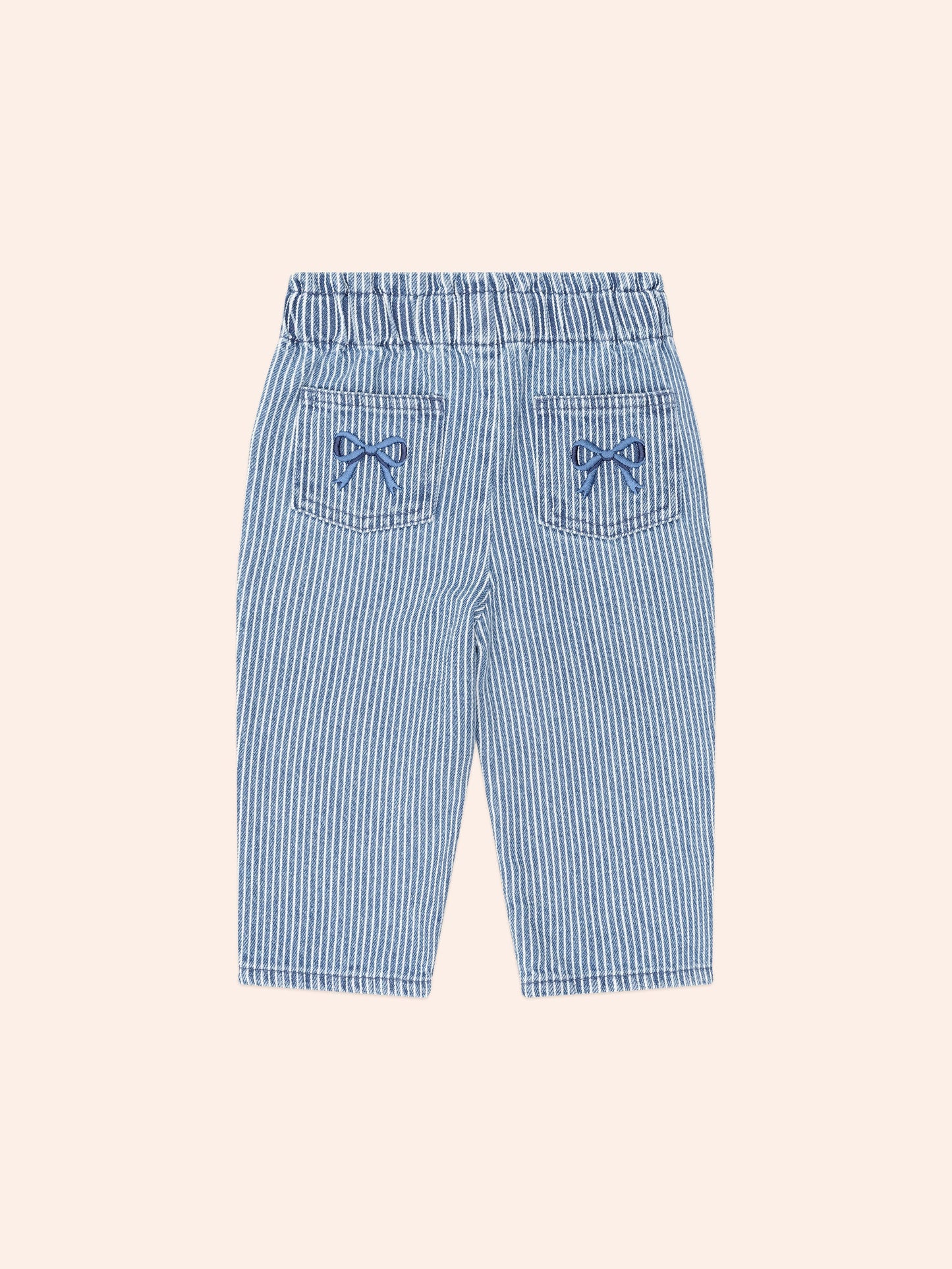 Vintage Bow Paperbag Denim Pants | Blue stripe | Huxbaby