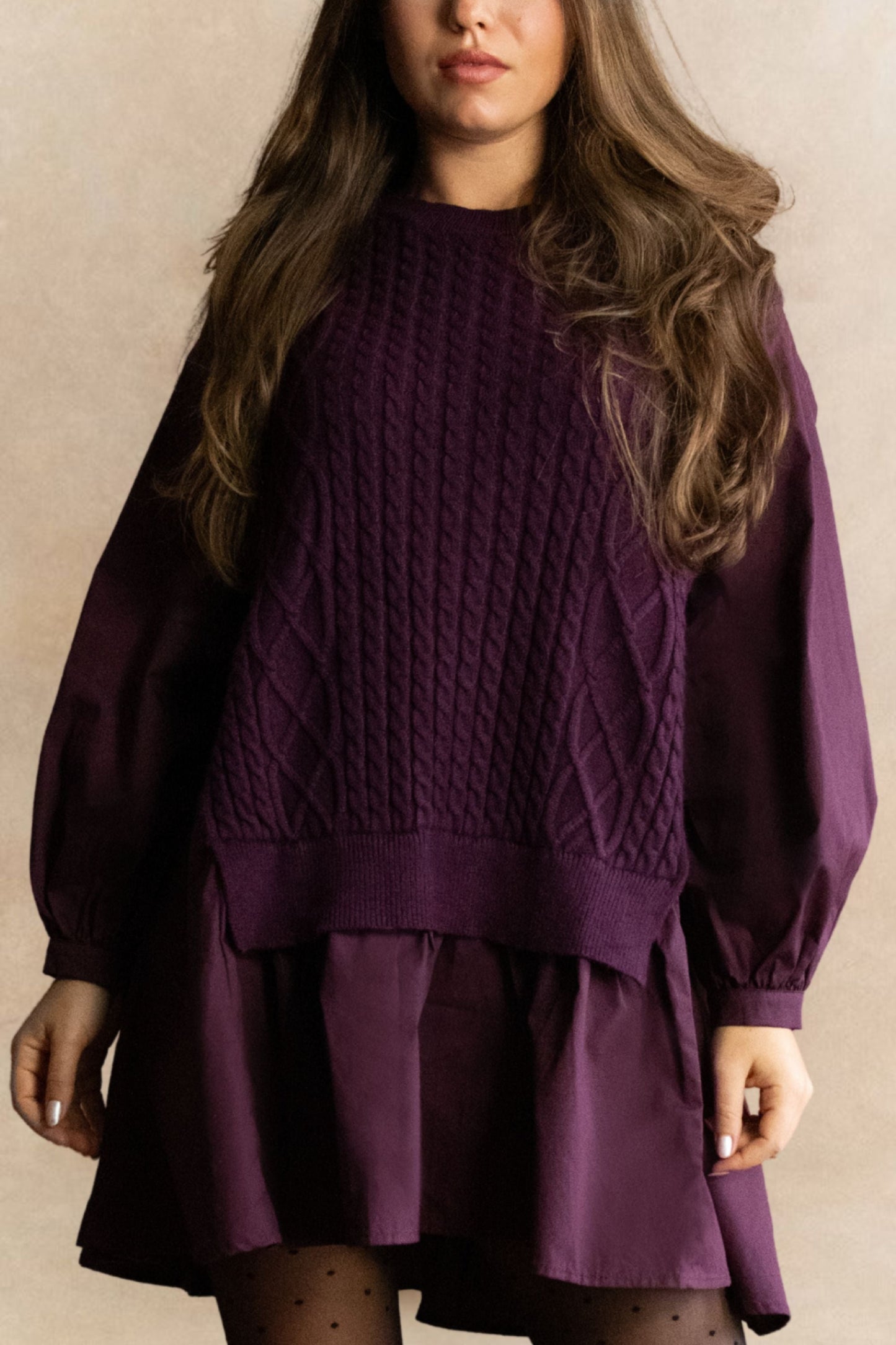 Helga Oversize Faux Layer Tunic Shirt Dress