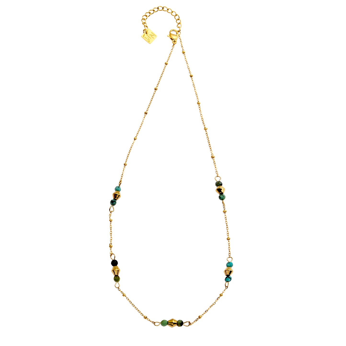 IMANI: Dainty Gold Chain Necklace featuring Natural Stones