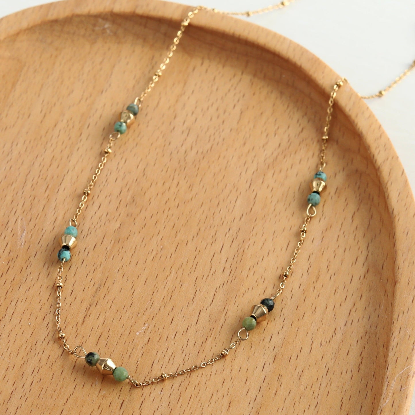IMANI: Dainty Gold Chain Necklace featuring Natural Stones