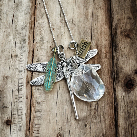 Crystal Dragonfly Wish Necklace