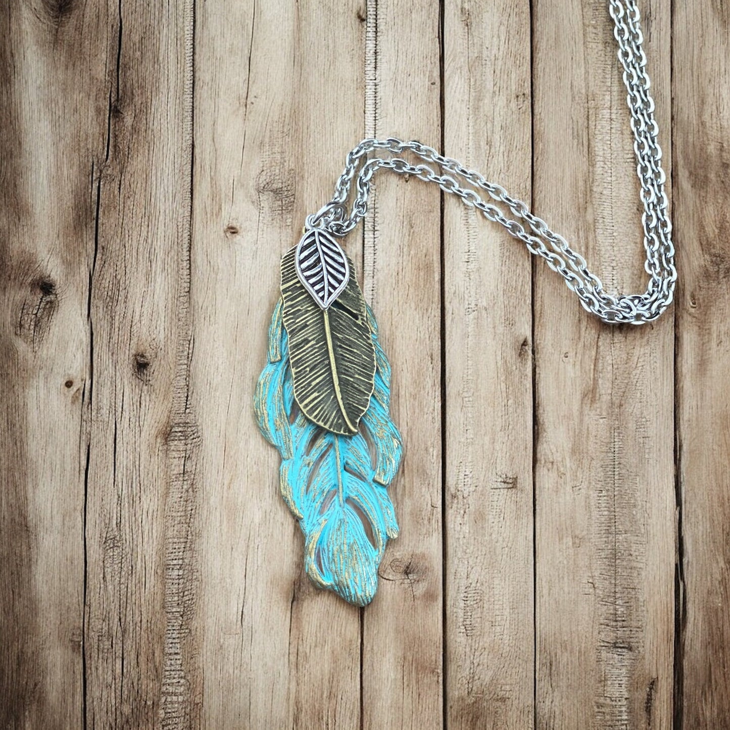 Patina Feather Necklace