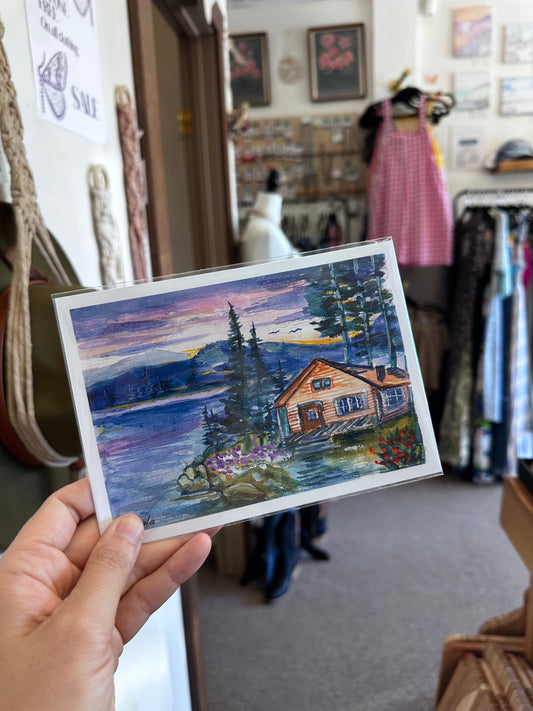 Lakeside Cabin – Art Card by Ruala (Fruitvale, BC)