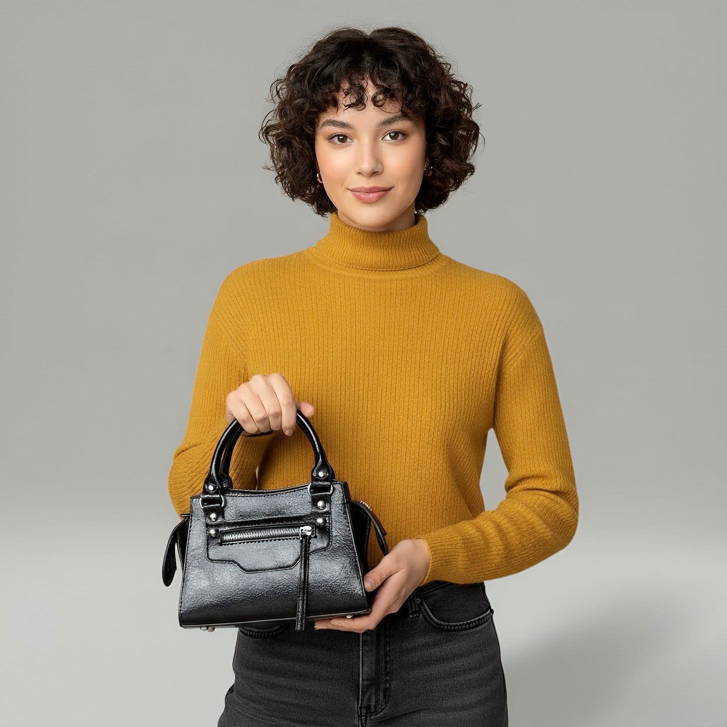 NOIR - Compact Vegan Leather Mini Canvas Bag