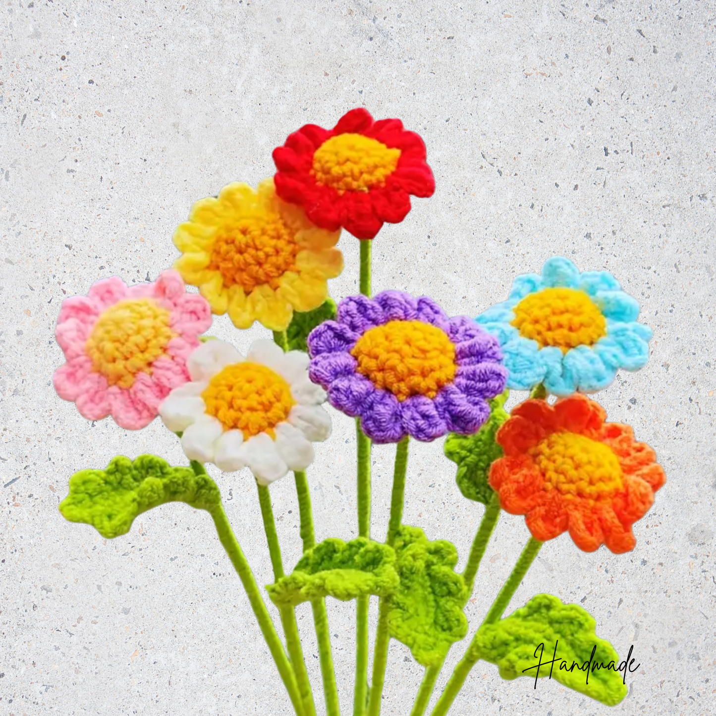 Handmade Artificial Daisy Bouquet Crochet Flowers (1)