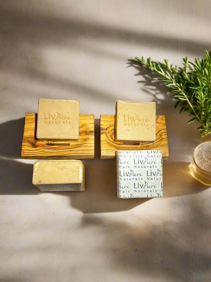 Cedar Wood-Olive Oil Soap | Woodsy Face & Body Bar with Gentle Exfoliation | Organic and Natural Bar Soap