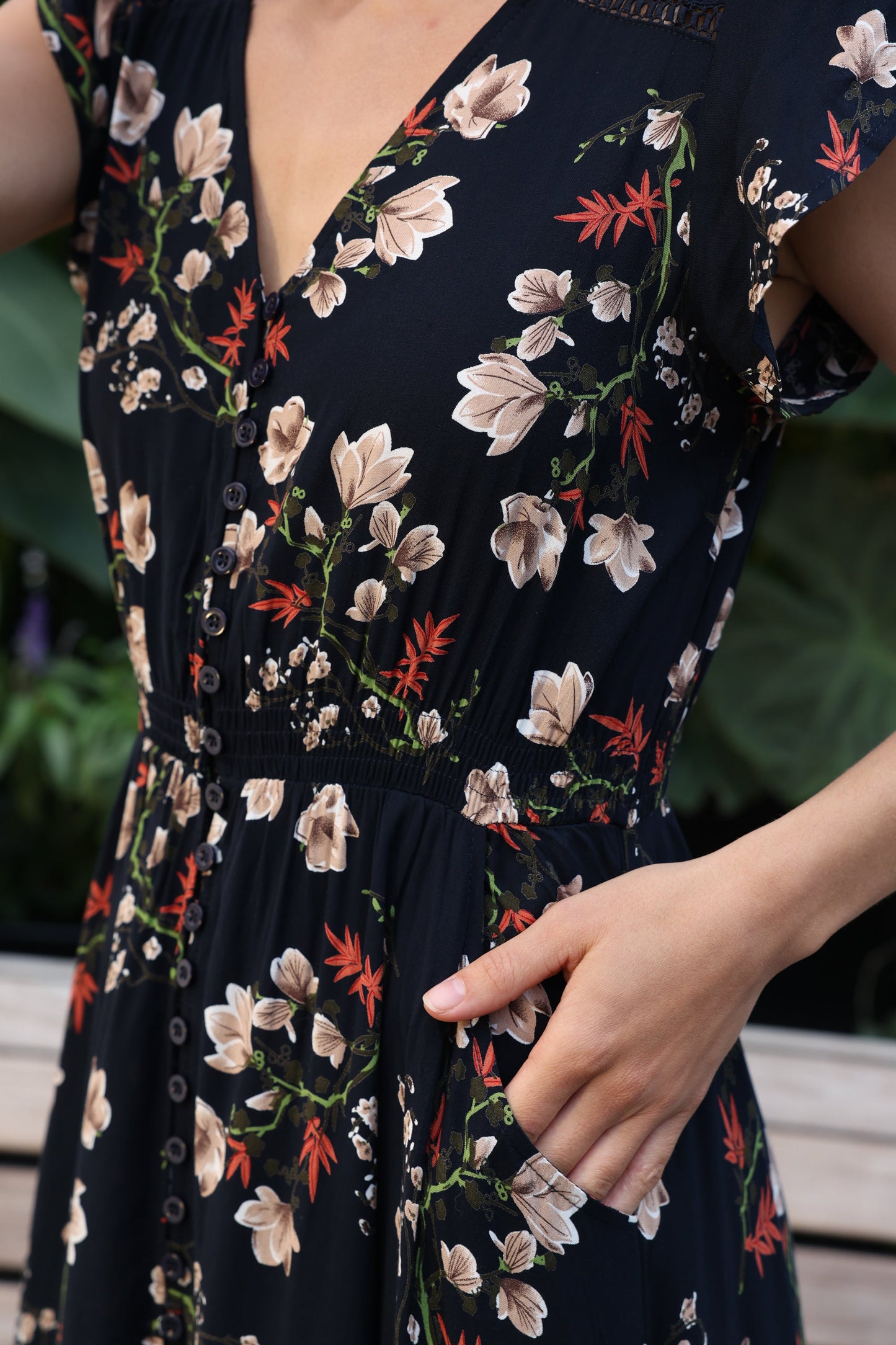 Garance Floral Button-Front Midi Dress