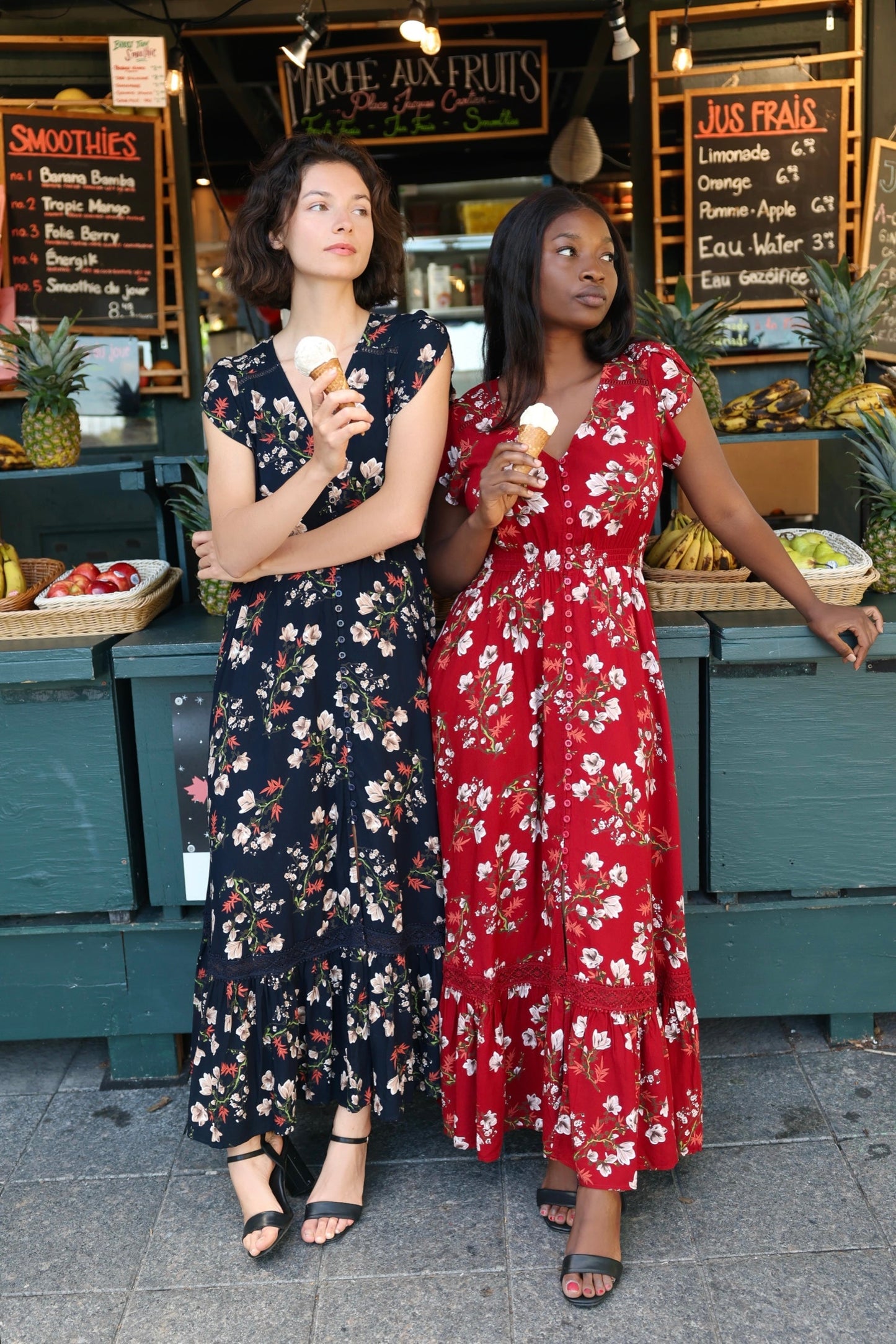 Garance Floral Button-Front Midi Dress