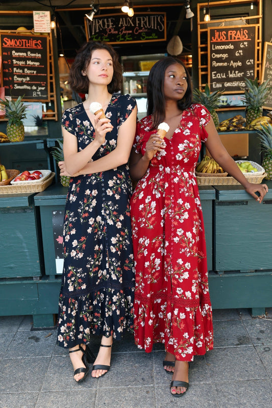 Garance Floral Button-Front Midi Dress