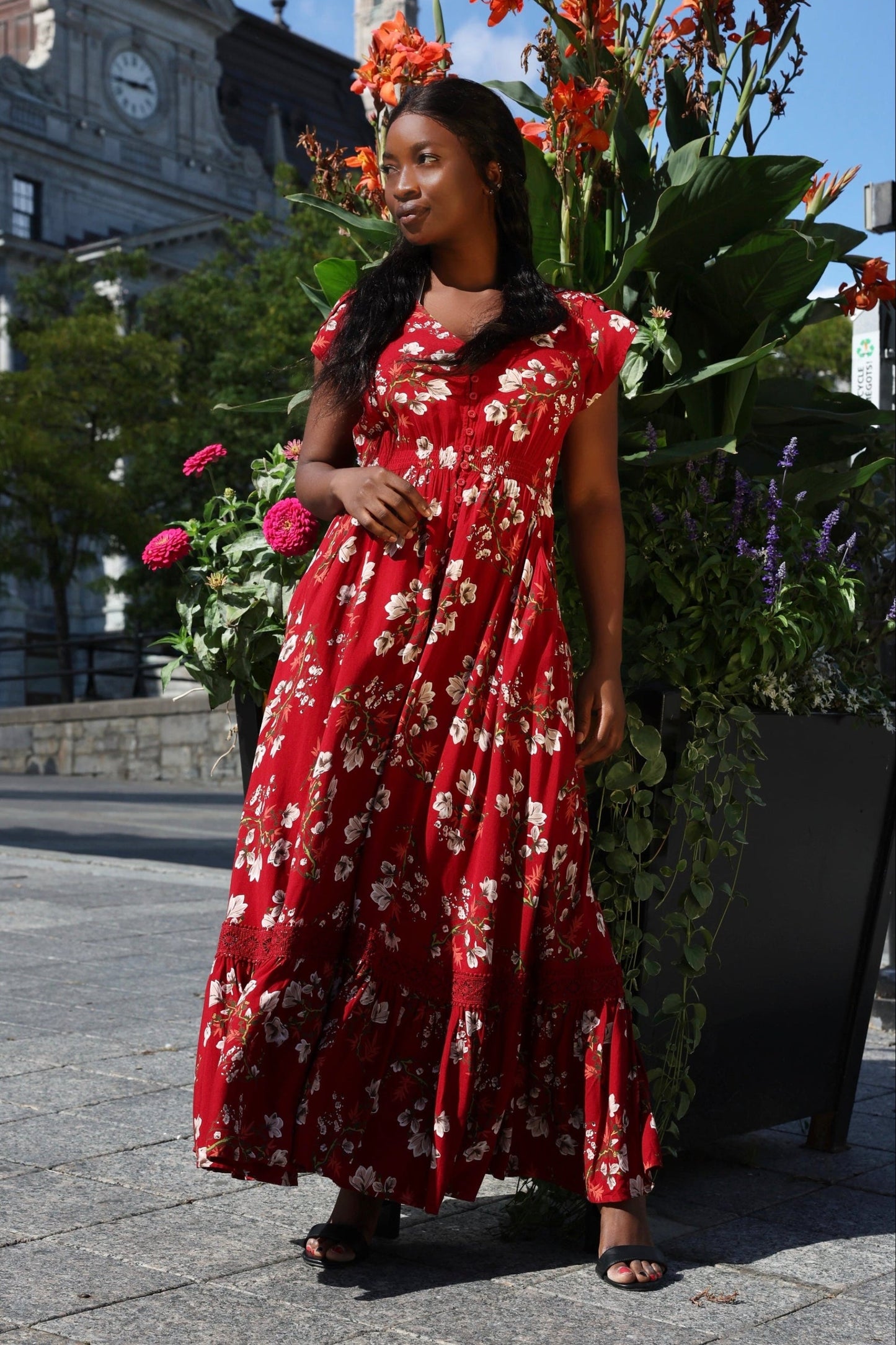 Garance Floral Button-Front Midi Dress