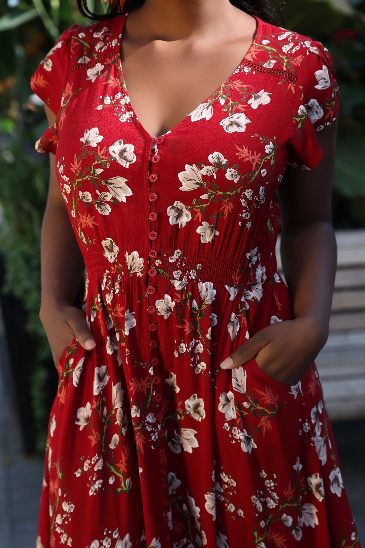 Garance Floral Button-Front Midi Dress