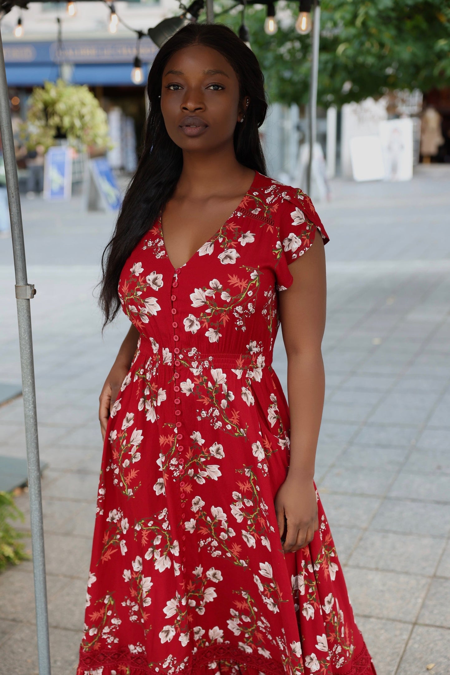 Garance Floral Button-Front Midi Dress