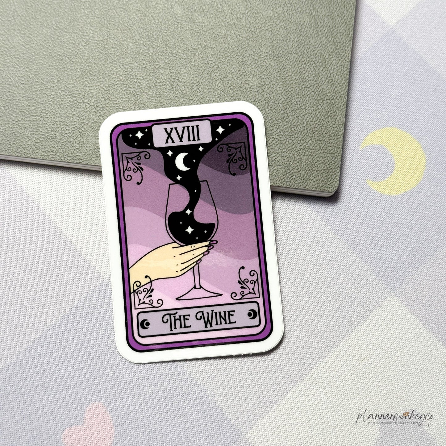 Celestial The Wine Tarot Card Vinyl Die Cut Sticker | Glossy