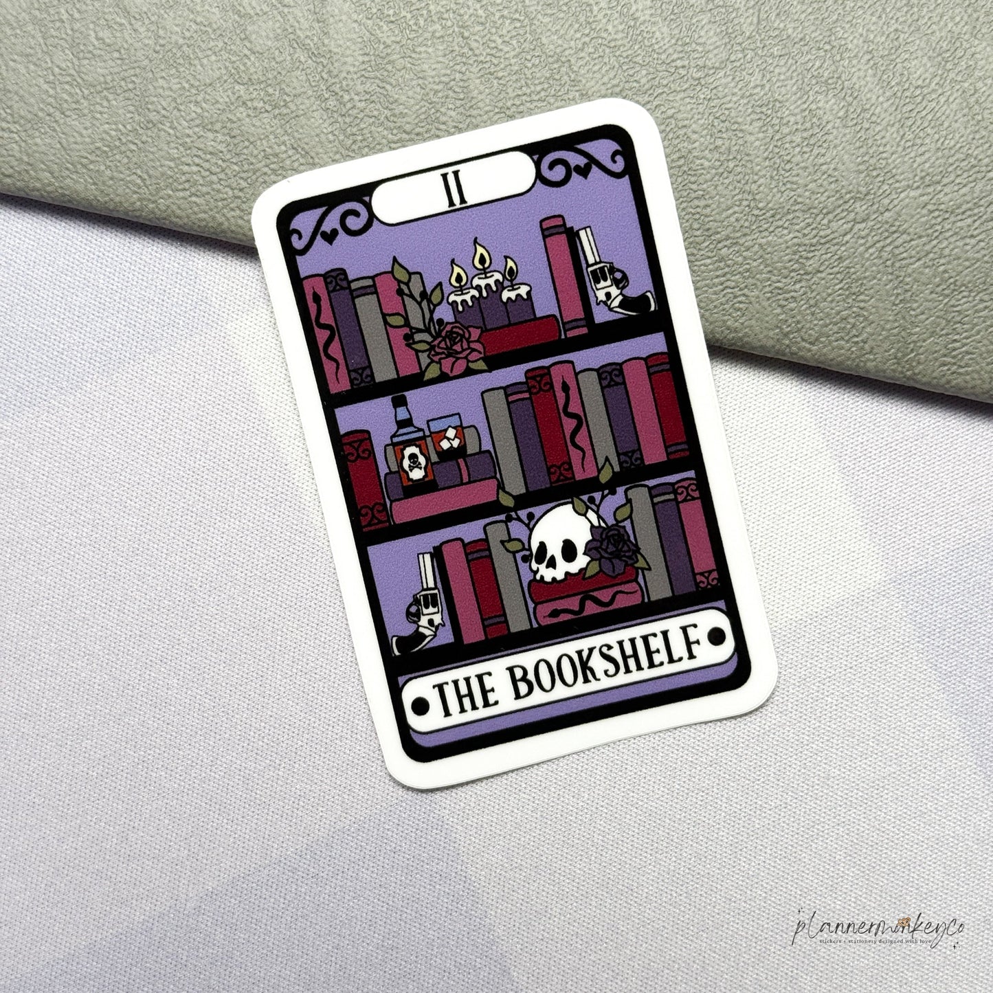 Dark Romance The Bookshelf Tarot Card Vinyl Die Cut Sticker | Glossy