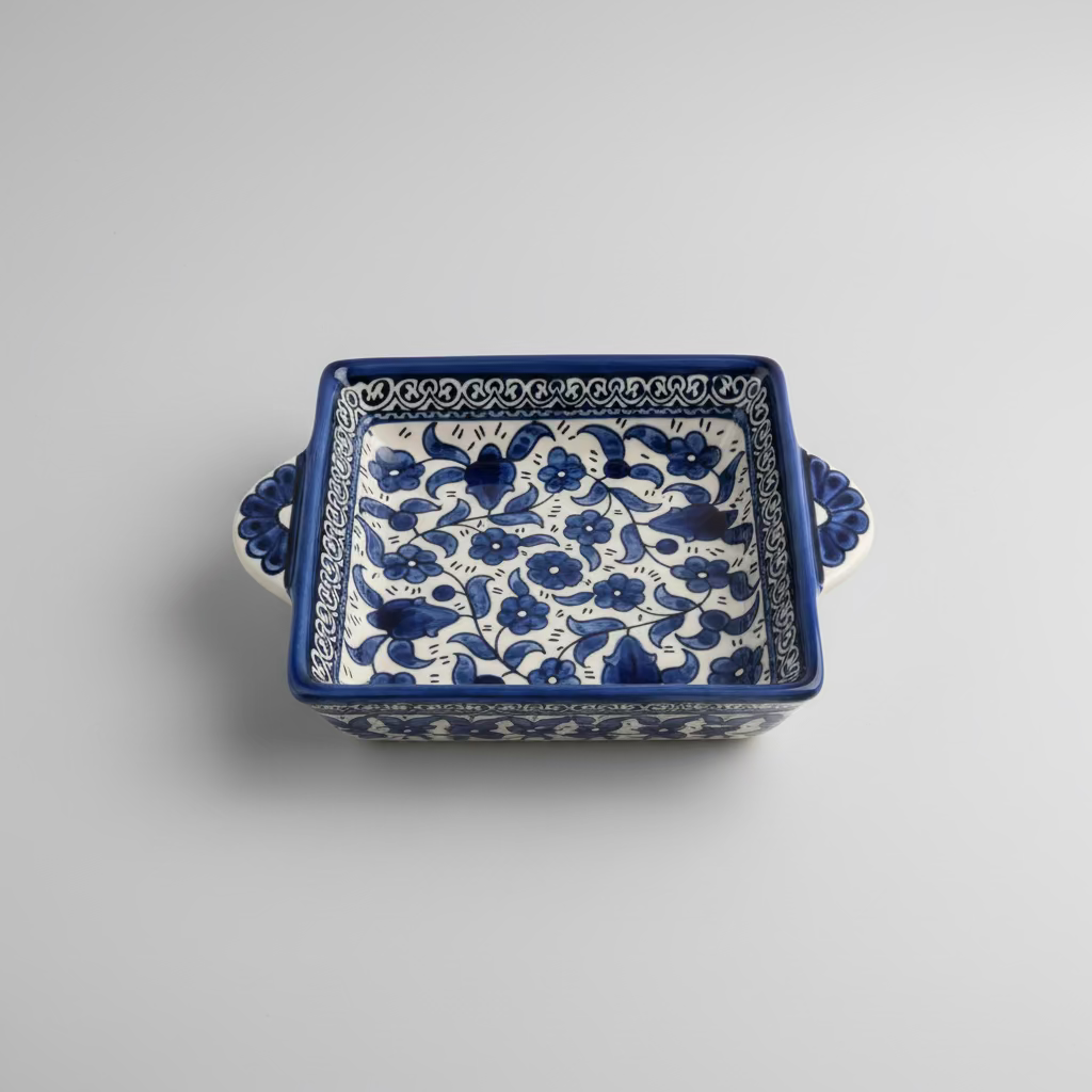 Handcrafted Ceramic Square Plate with Handle