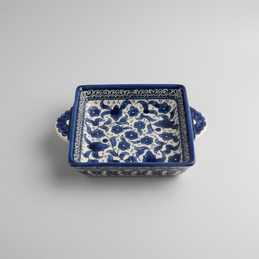 Handcrafted Ceramic Square Plate with Handle