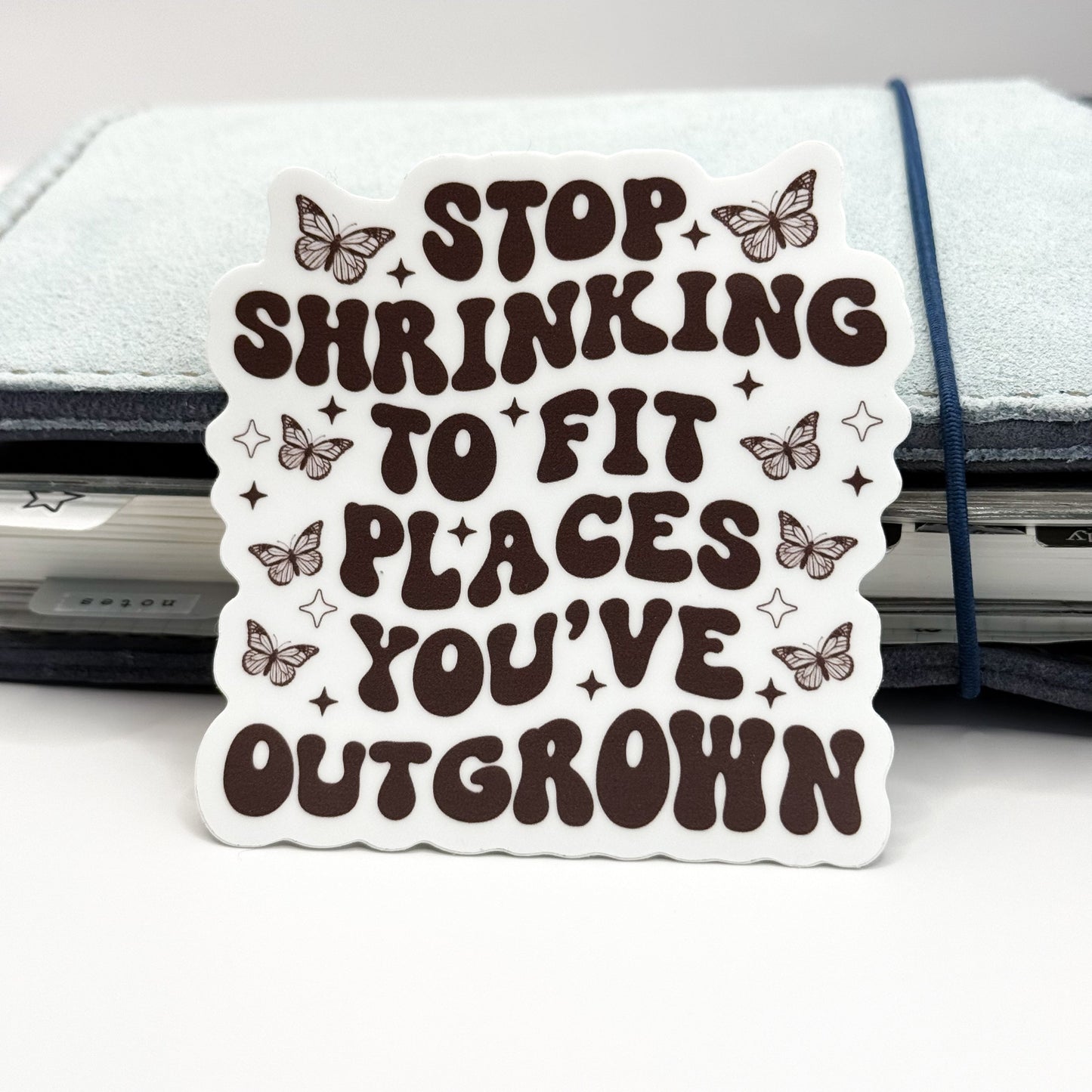 Stop Shrinking To Fit Places You've Outgrown Vinyl Die Cut Sticker | Matte
