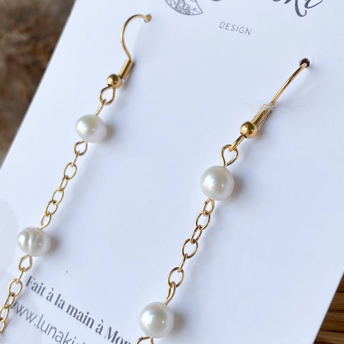 TRIPLE | Boucles d'oreilles avec trois perles d'eau douce