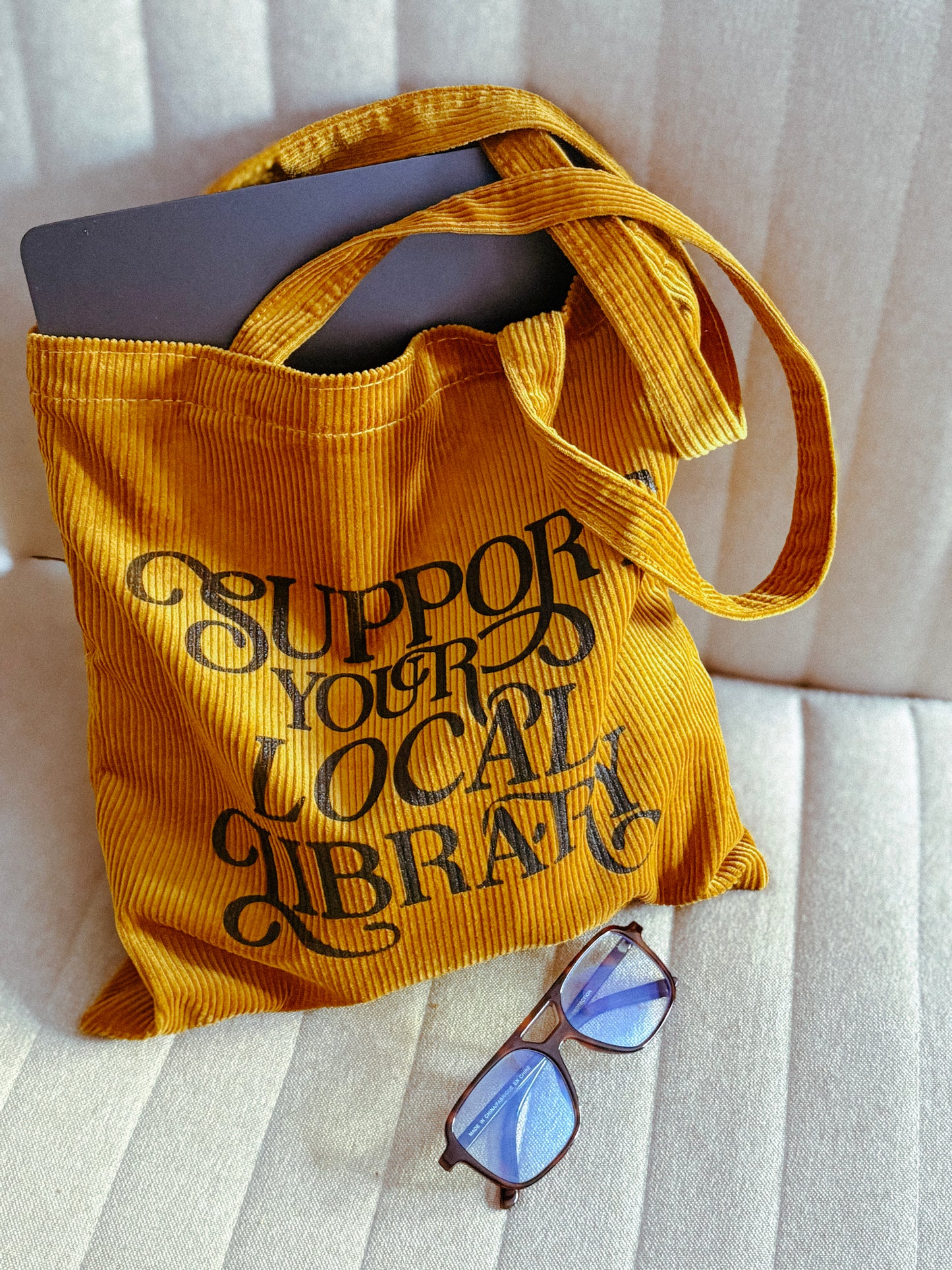 Support Your Local Library Corduroy Tote | Made by Kayli Co.
