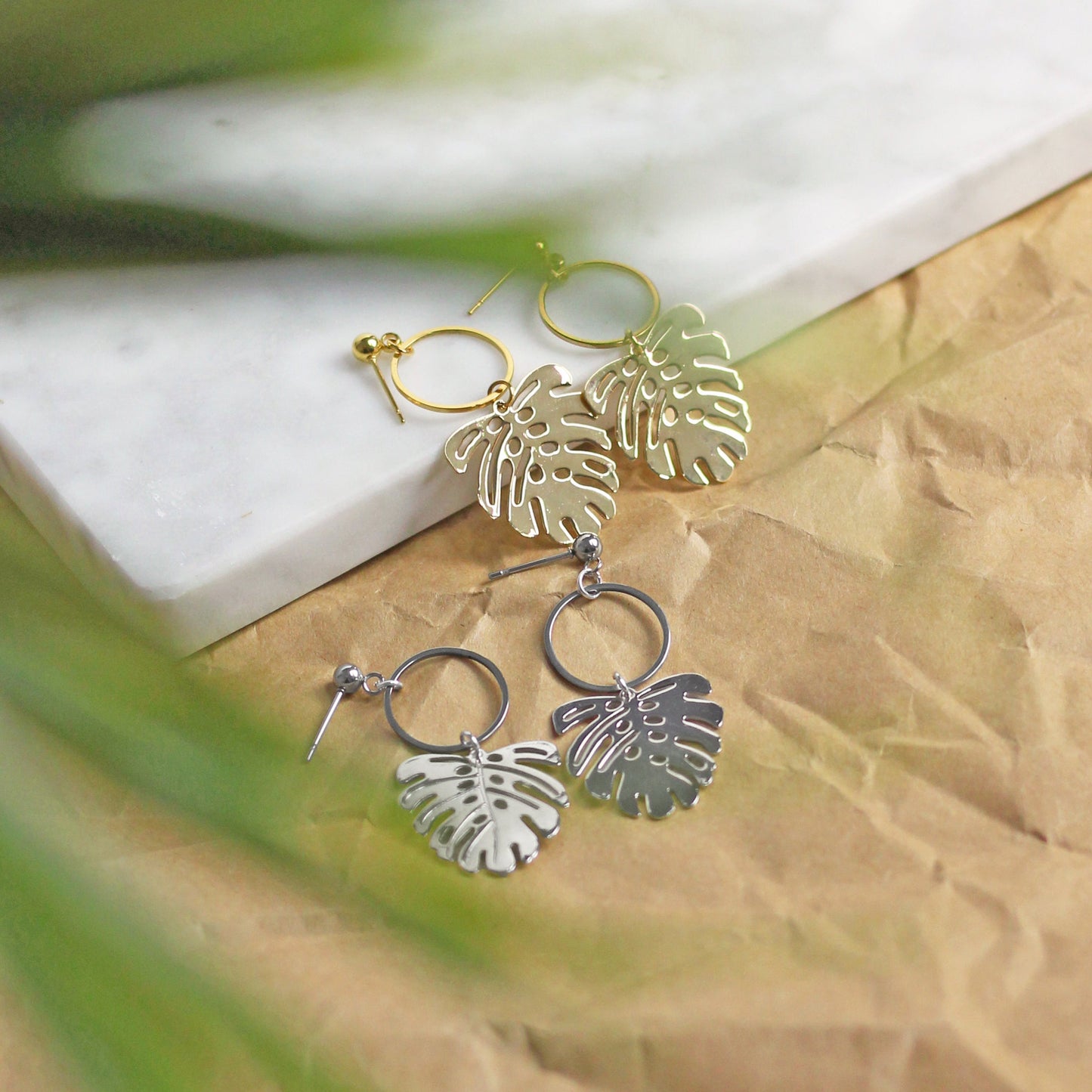 Monstera Leaf Earrings