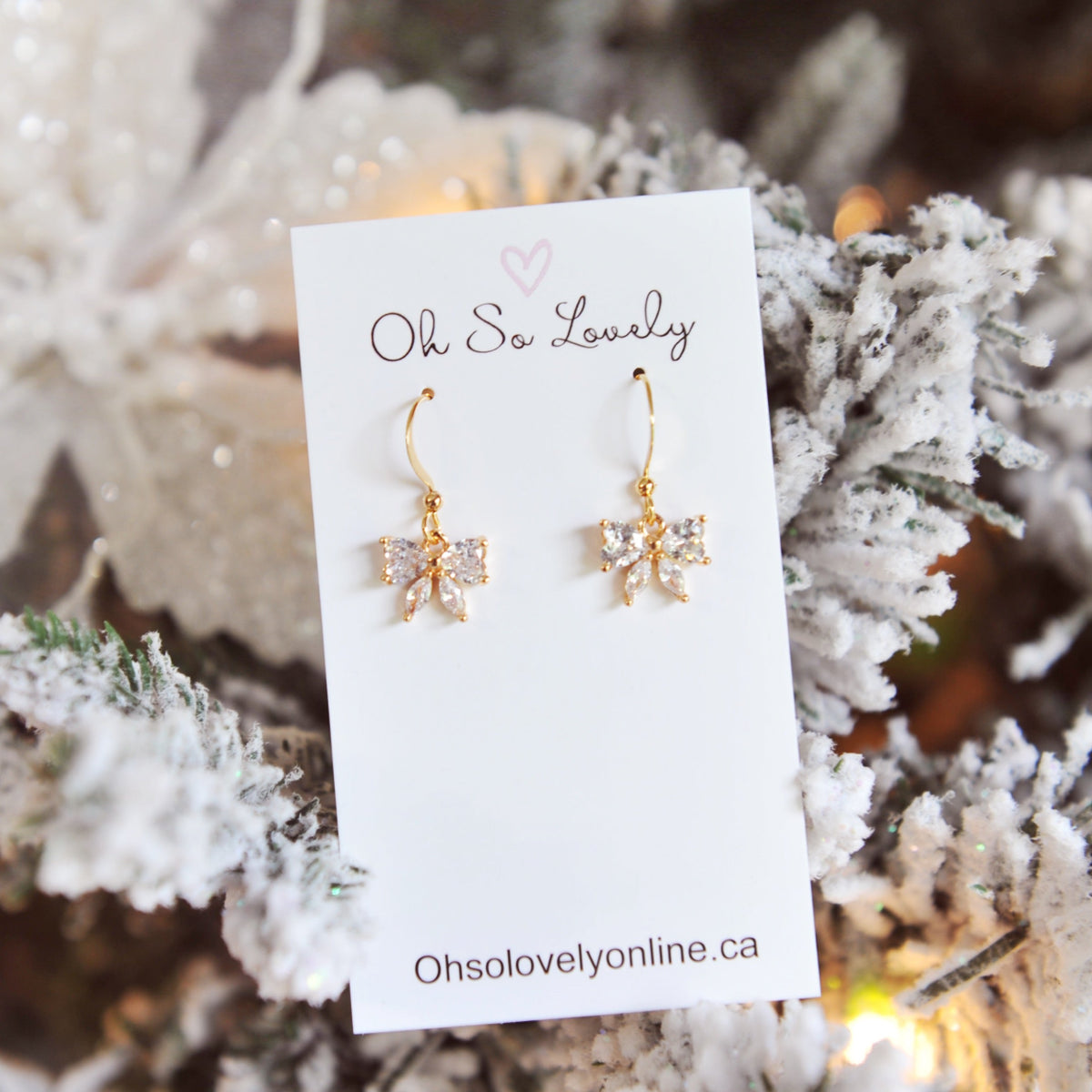 Crystal Bow Drop Earrings