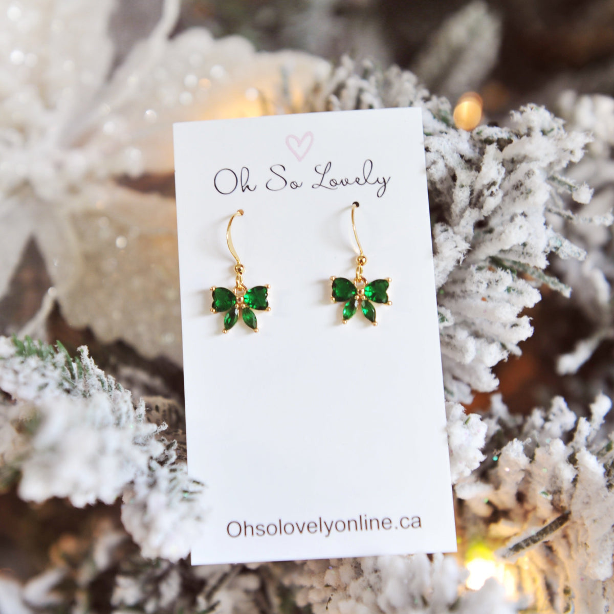 Crystal Bow Drop Earrings
