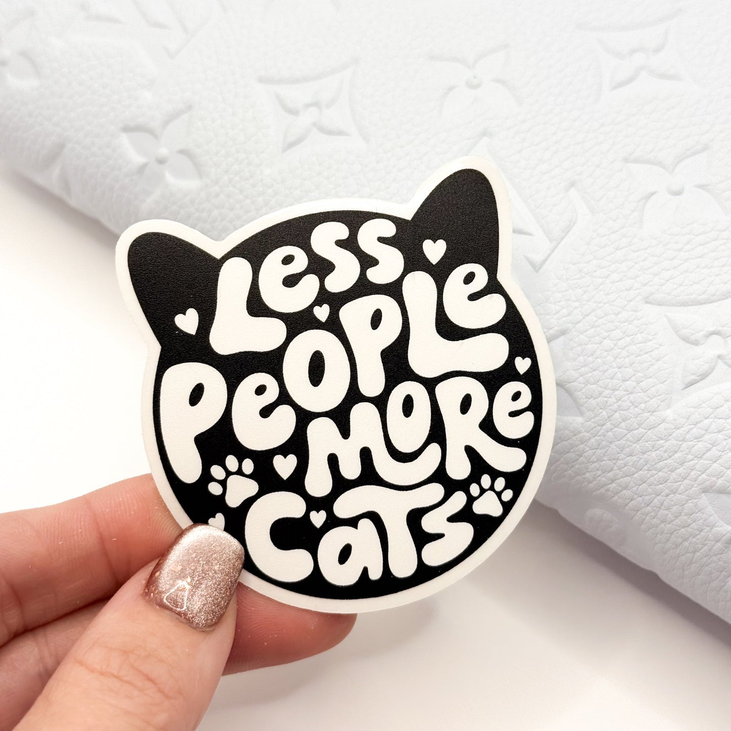 Less People More Cats Vinyl Die Cut Sticker | Matte
