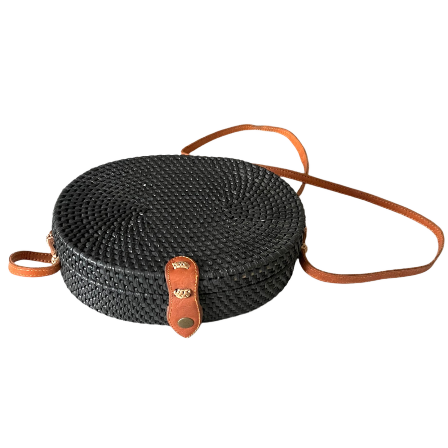 Oval Rattan Purse - Black
