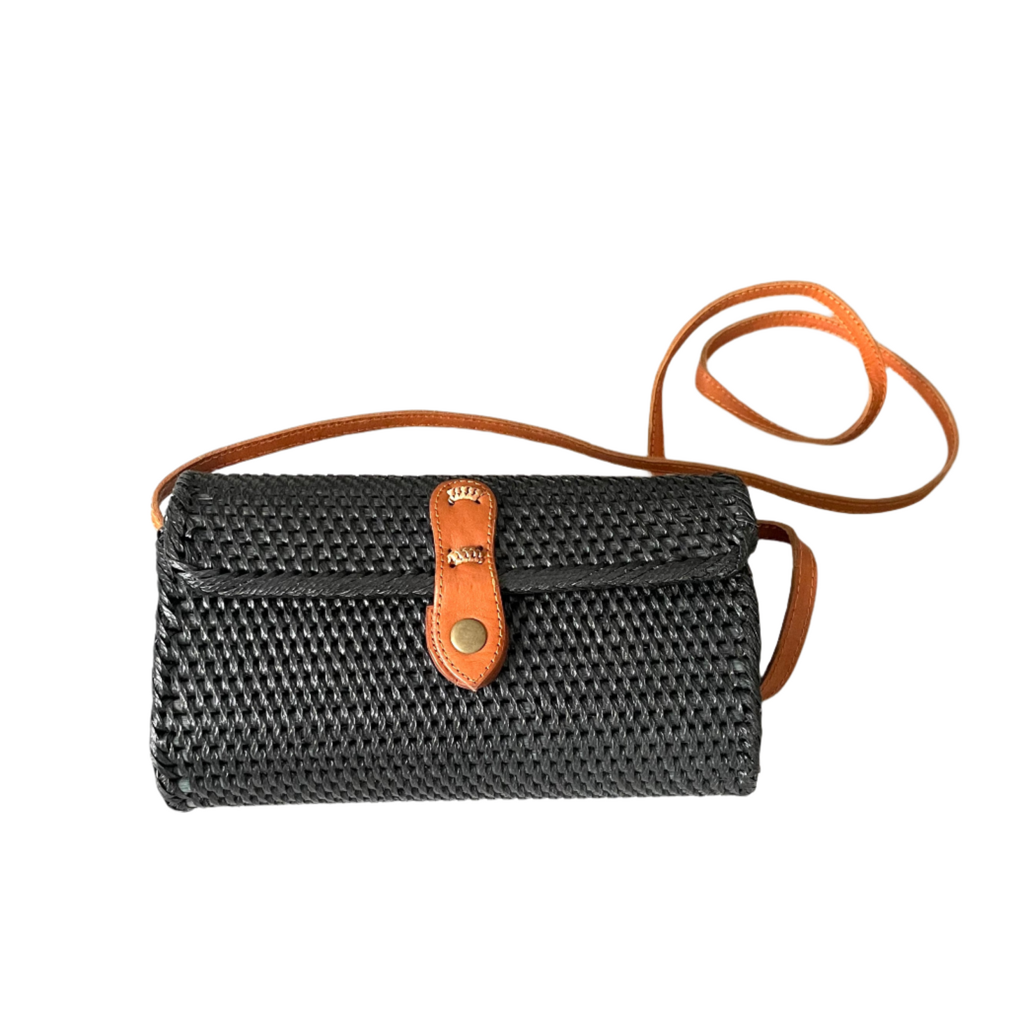 Barrel Rattan Purse - Black