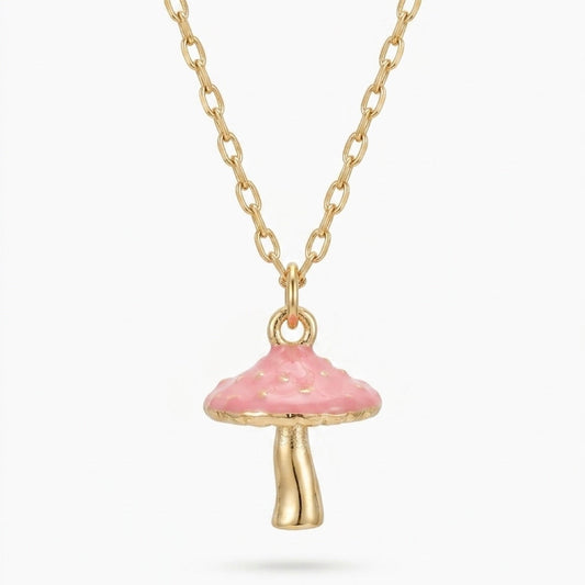 Pink Shroomin Charm Necklace
