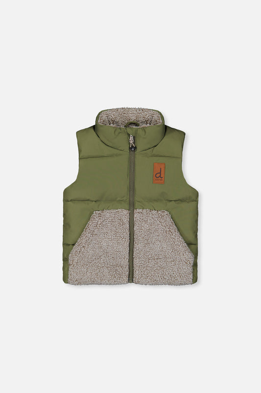 Sleeveless Mid-Season Vest Olive Green