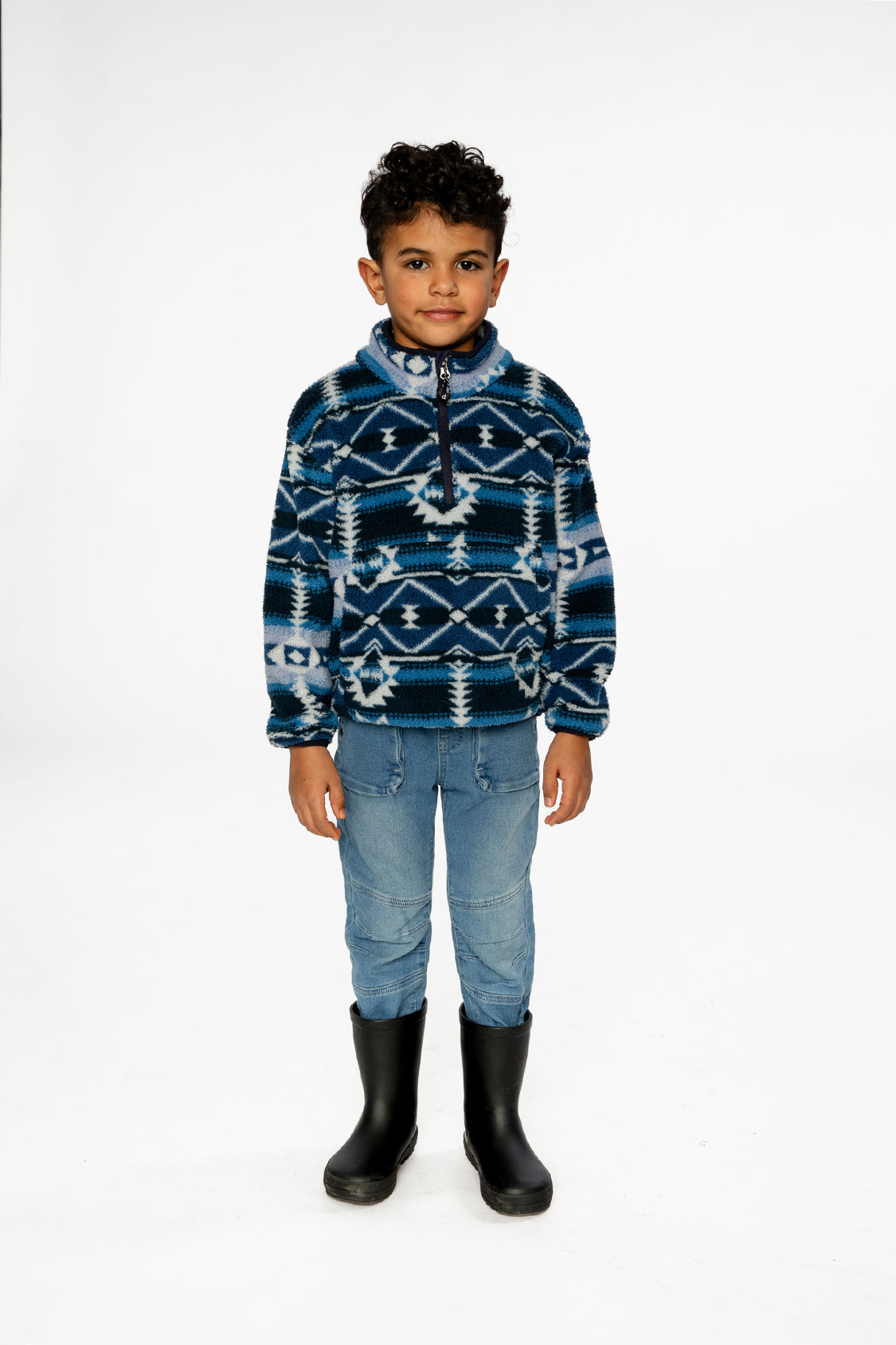Mid-Season Plush Pullover Jacket Aztec Blue