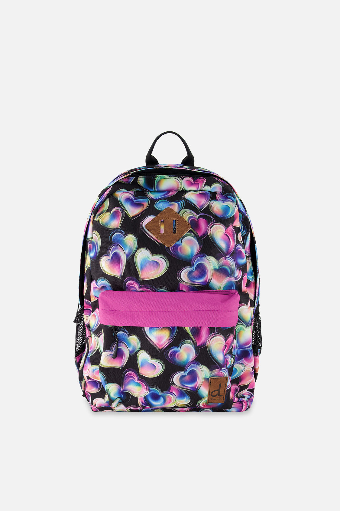 Kids Backpack Black Printed With Hearts