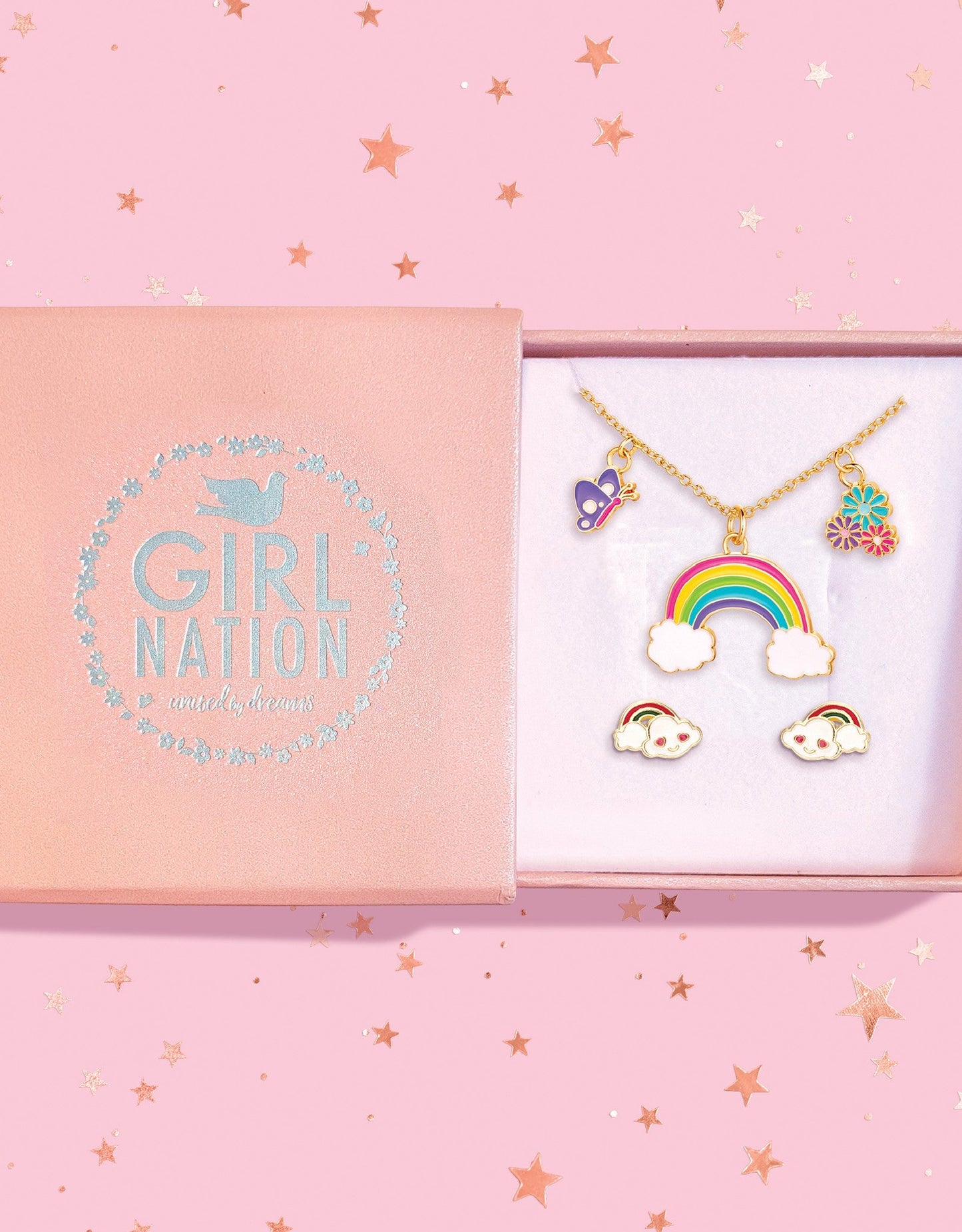 Necklace and Earring Gift Set - Cloud Luvs Rainbow - Girl Nation