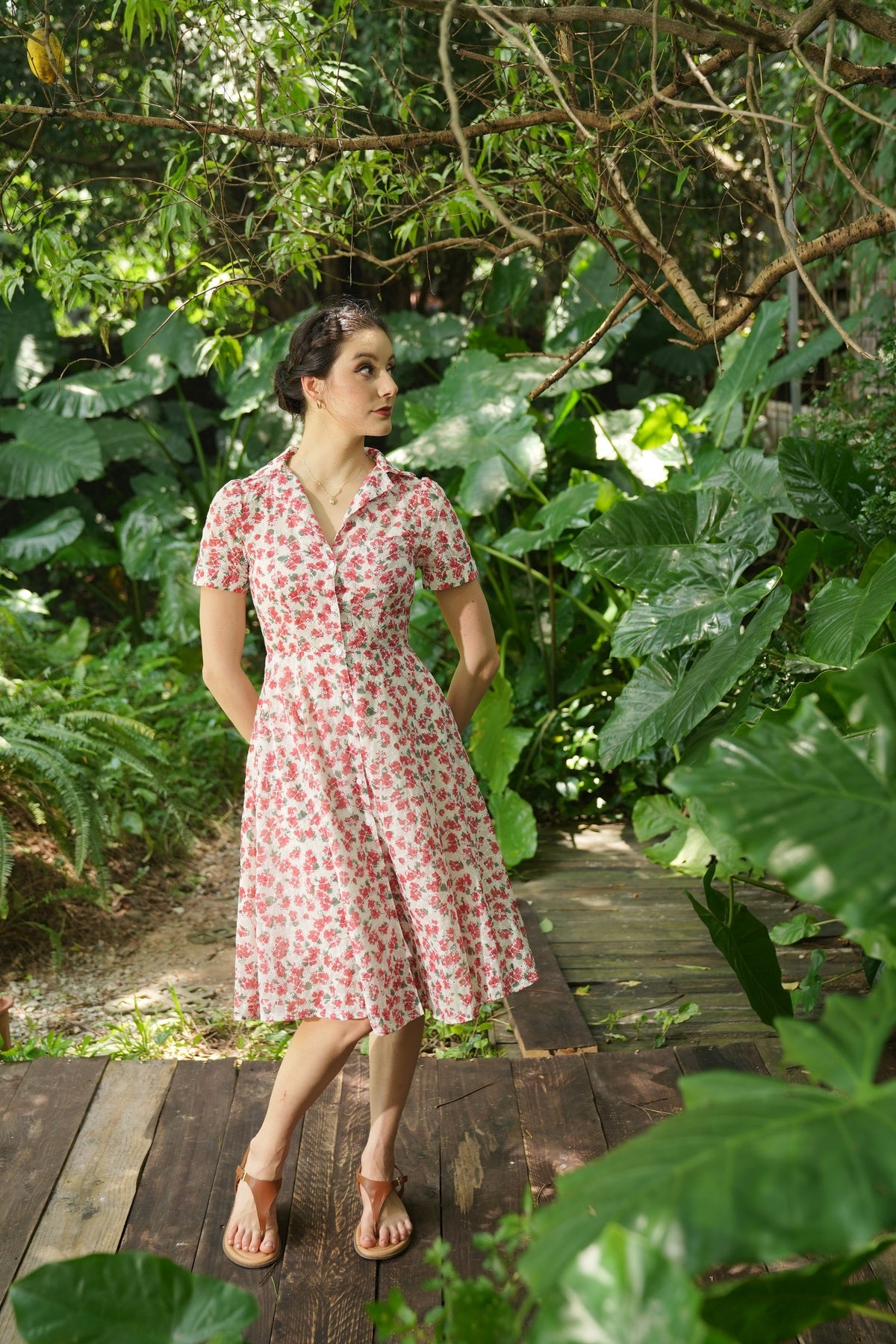 Rosalie Floral Fit-and-Flare Shirt Dress