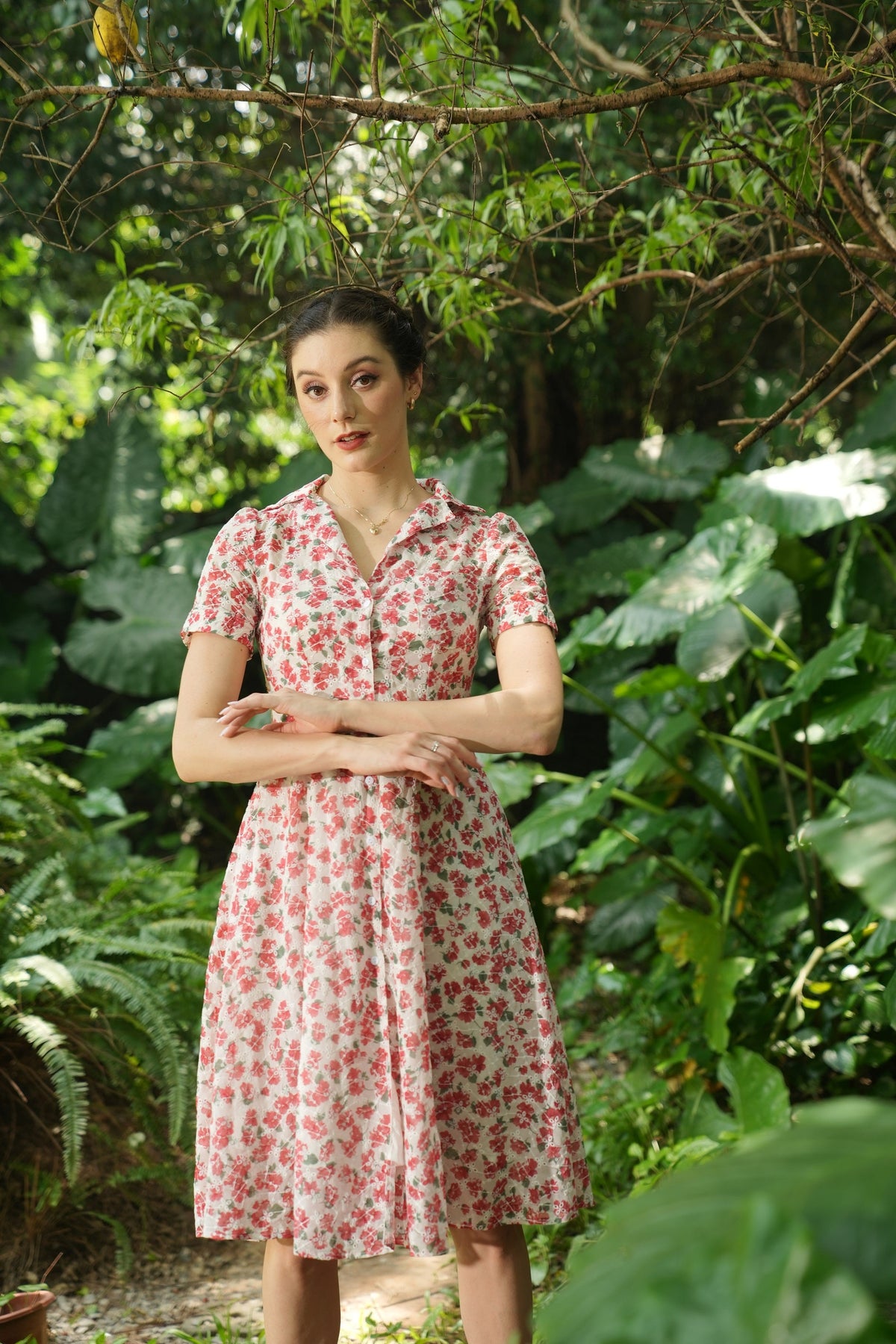 Rosalie Floral Fit-and-Flare Shirt Dress