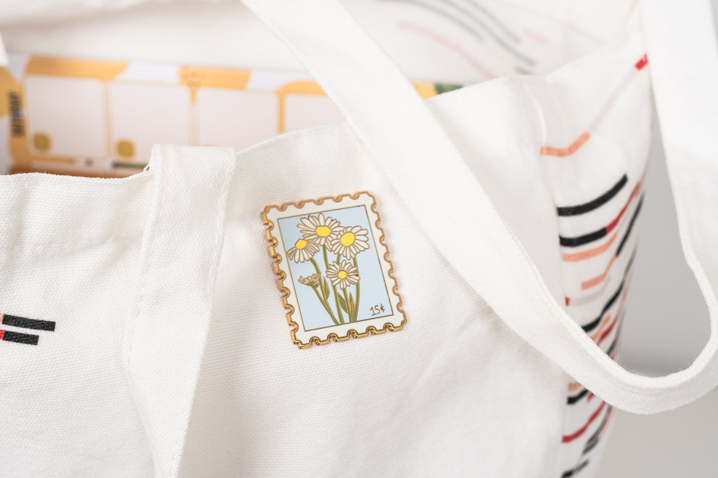 Daisy Postage Stamp Enamel Pin