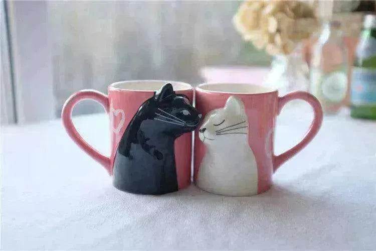 Kiss Cat Coffee Couple Mugs