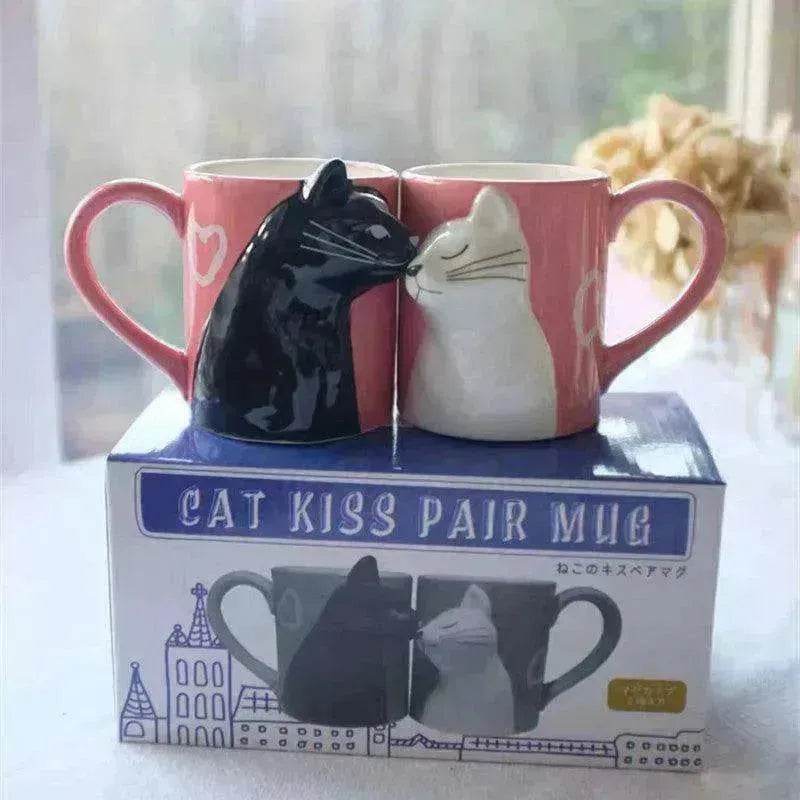 Kiss Cat Coffee Couple Mugs