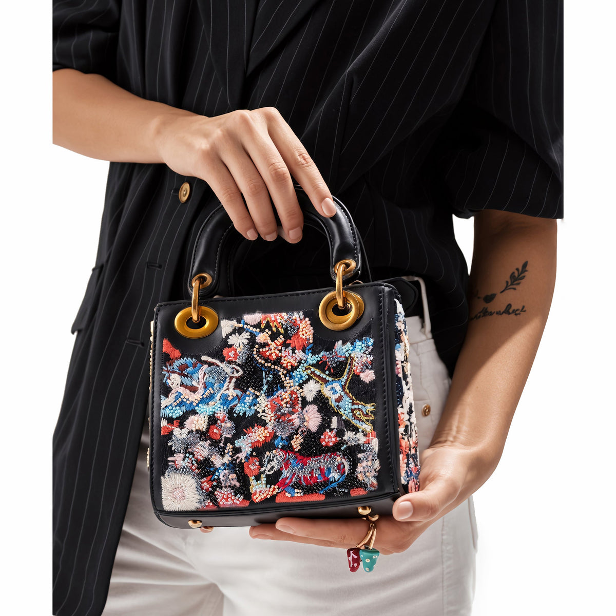 Sahi London Spring Bloom Black Floral Handbag